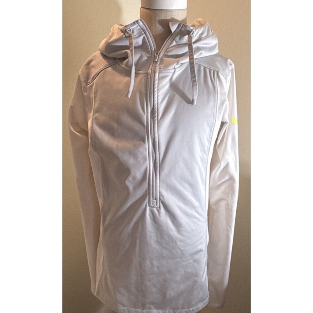 Nike Pro Dri-Fit Athletic Hoodie Pullover 1/2 Zip Light Gray Womens Medium